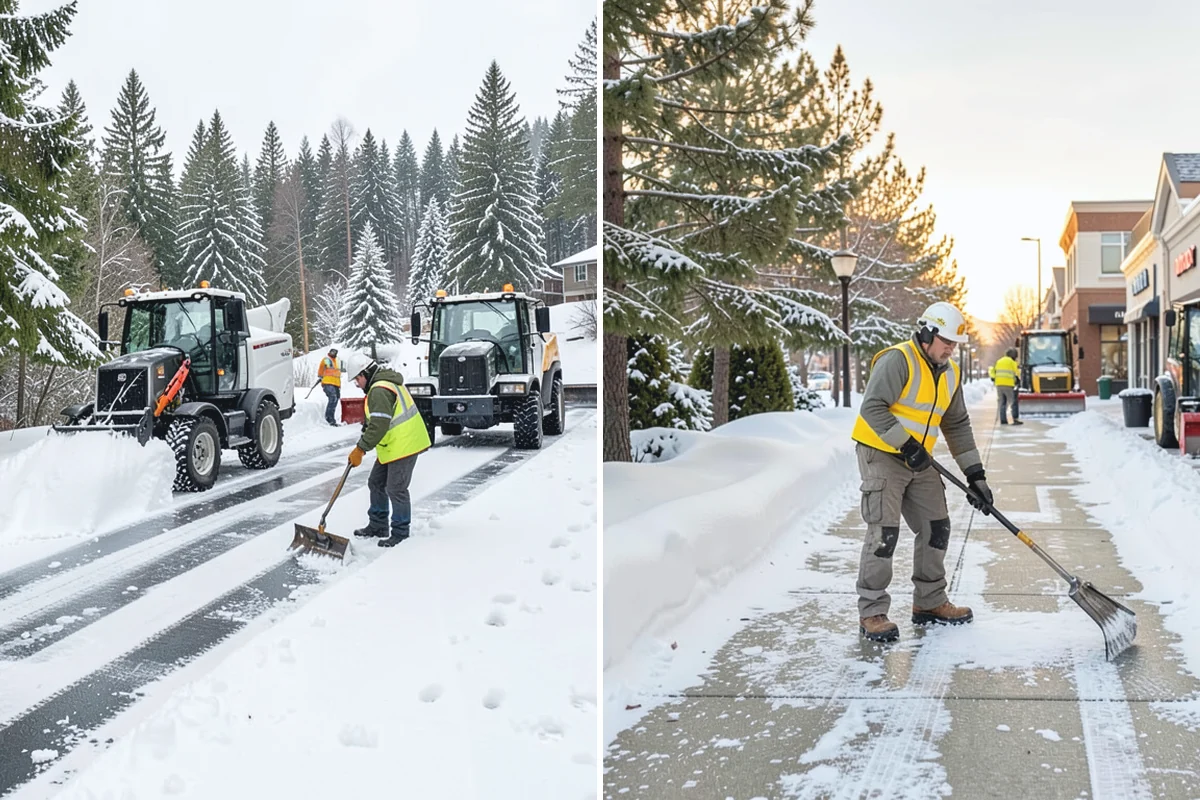 Stairs Snow Removal in Beaux Arts Village, King County, WA - Clear each tread and riser down to the surface by hand