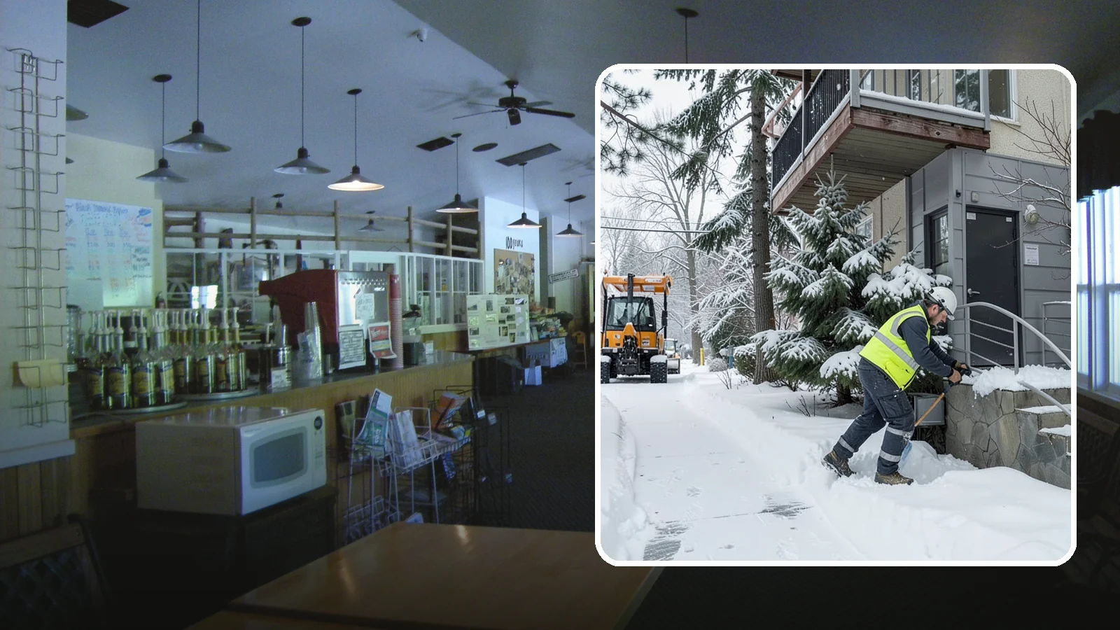 Stairs Snow Removal in Black Diamond, King County, WA - Step-by-step clearing of exterior stairs where compacted snow and hidden ice create the highest slip risk on any property.