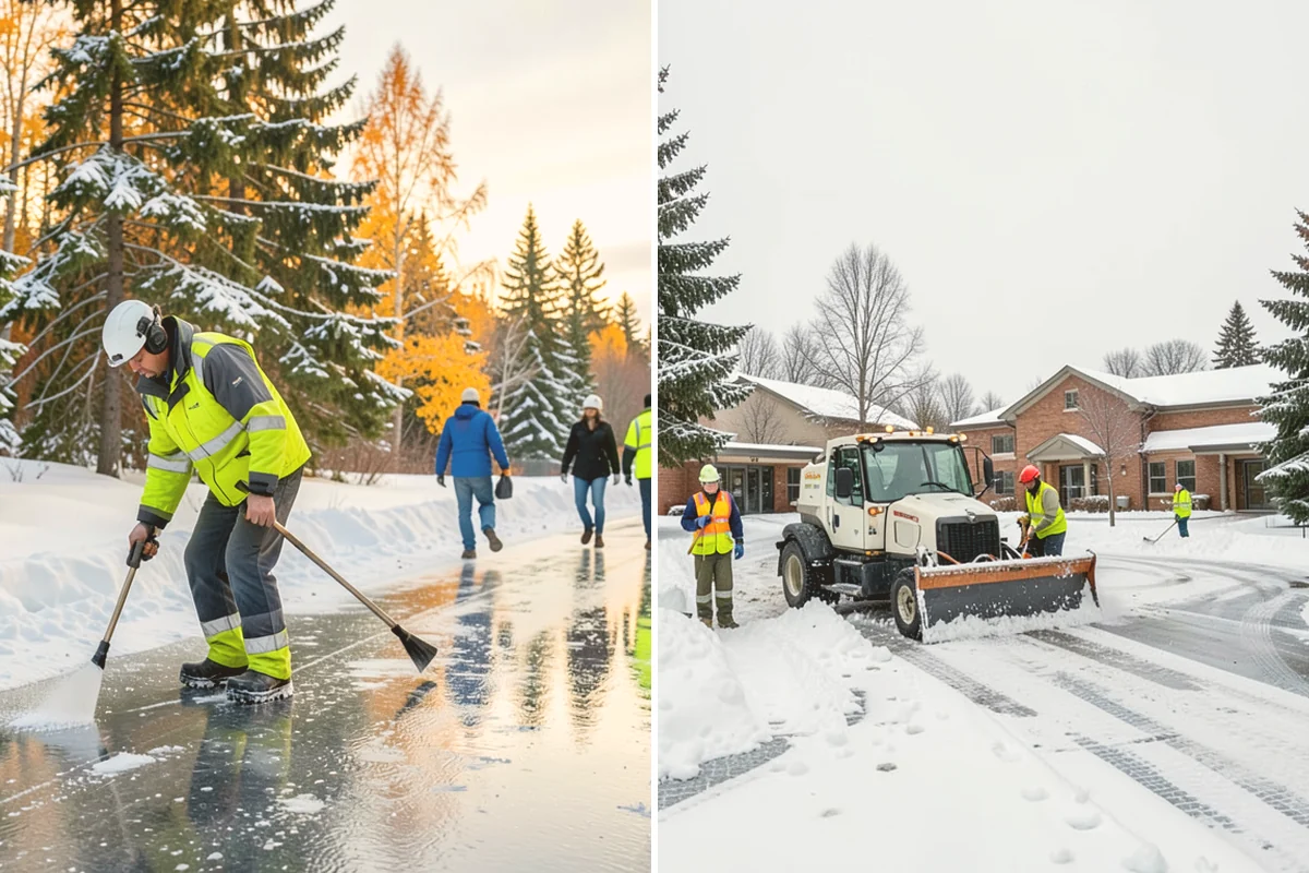 Stairs Snow Removal in Bothell, King County, WA - Clear each tread and riser down to the surface by hand