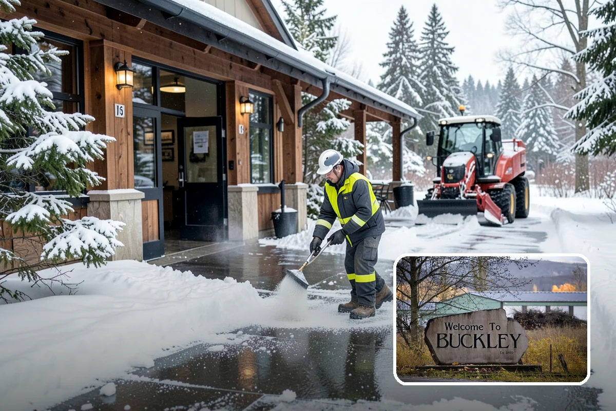 Stairs Snow Removal in Buckley, Pierce County, WA - Eliminates packed ice hidden in tread corners and nosings