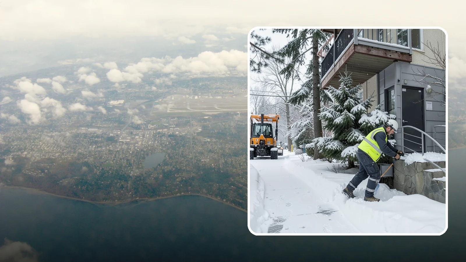 Stairs Snow Removal in Burien, King County, WA - Step-by-step clearing of exterior stairs where compacted snow and hidden ice create the highest slip risk on any property.