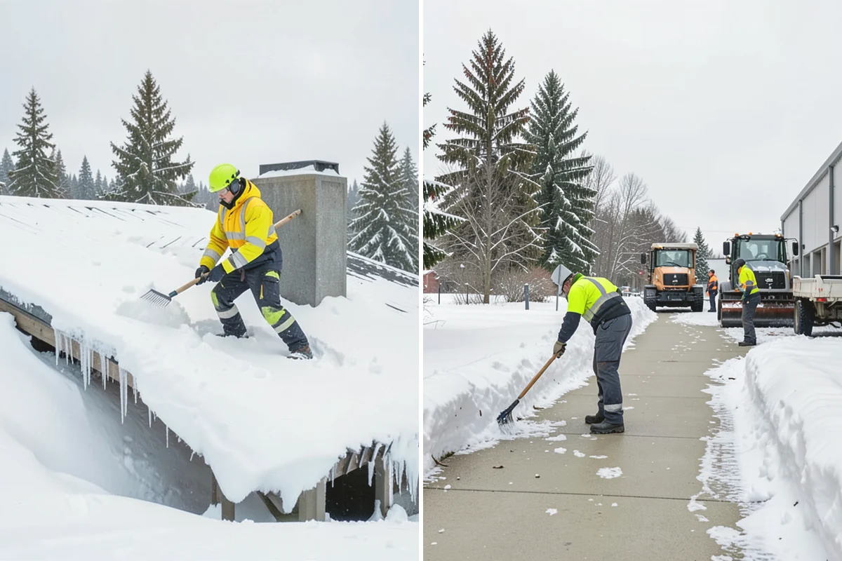 Stairs Snow Removal in Burien, King County, WA - Clear each tread and riser down to the surface by hand