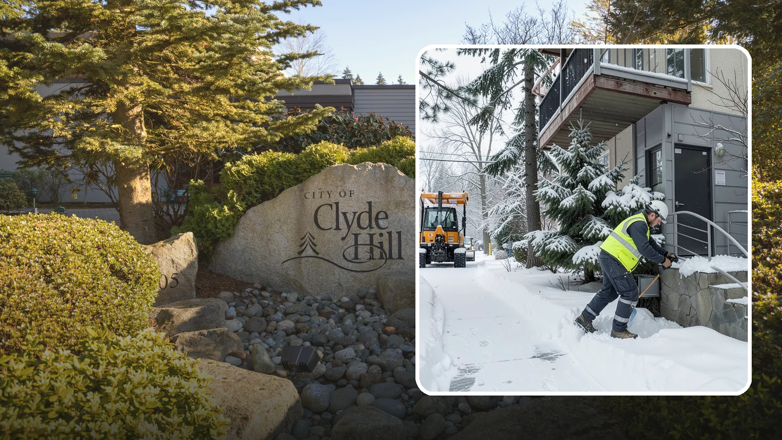 Stairs Snow Removal in Clyde Hill, King County, WA - Step-by-step clearing of exterior stairs where compacted snow and hidden ice create the highest slip risk on any property.