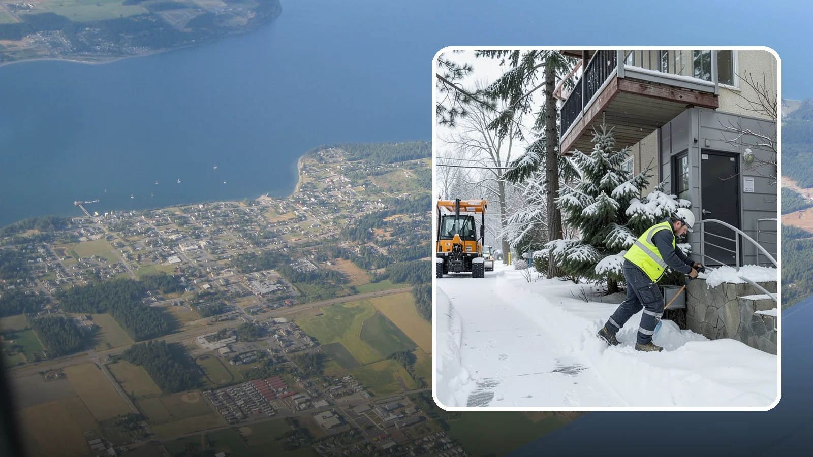 Stairs Snow Removal in Coupeville, Island County, WA - Step-by-step clearing of exterior stairs where compacted snow and hidden ice create the highest slip risk on any property.