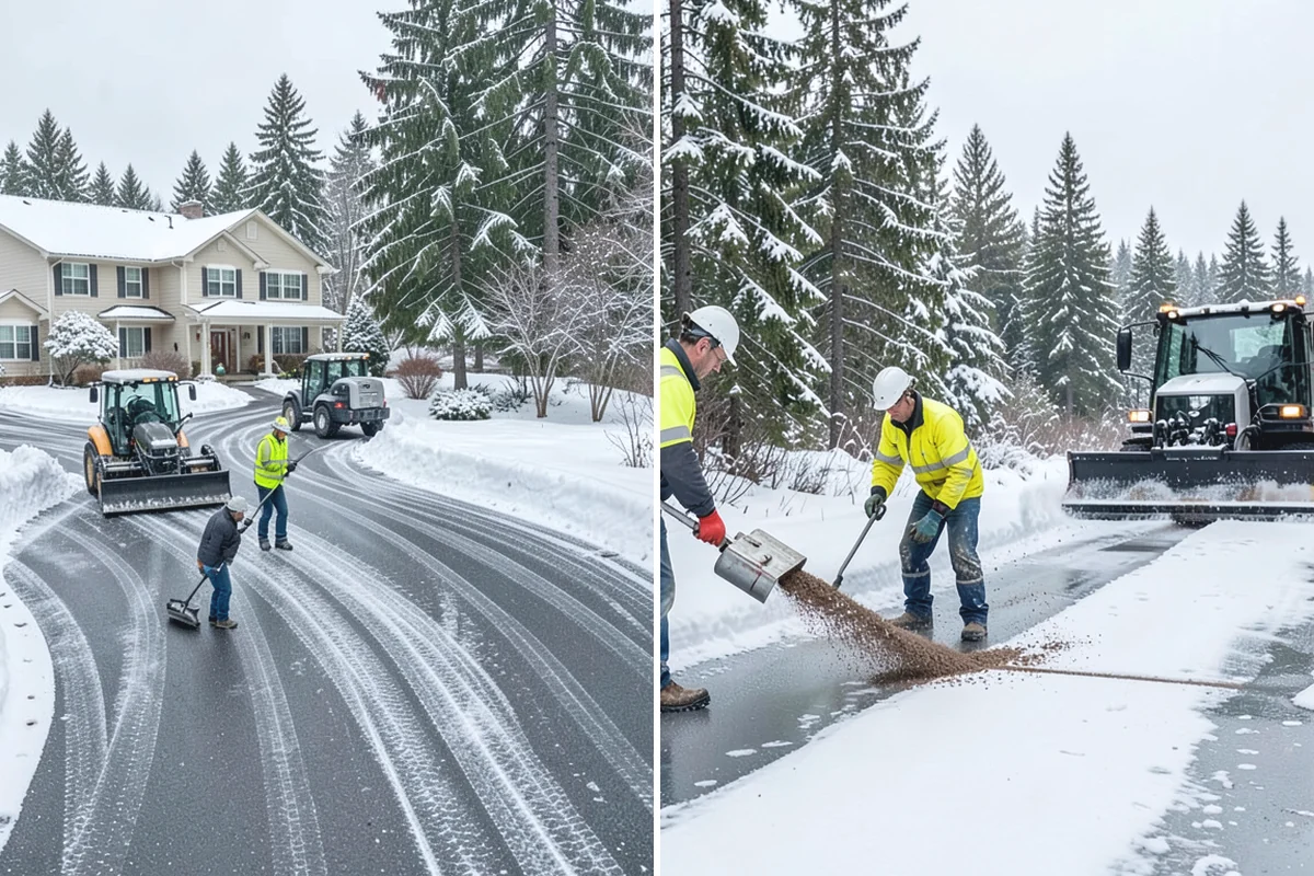 Stairs Snow Removal in Coupeville, Island County, WA - Clear each tread and riser down to the surface by hand