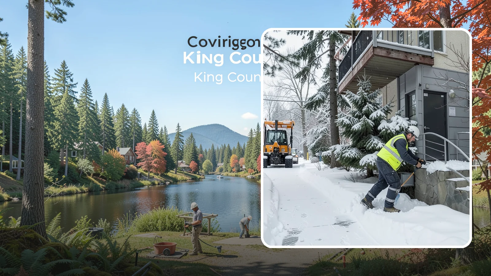 Stairs Snow Removal in Covington, King County, WA - Step-by-step clearing of exterior stairs where compacted snow and hidden ice create the highest slip risk on any property.