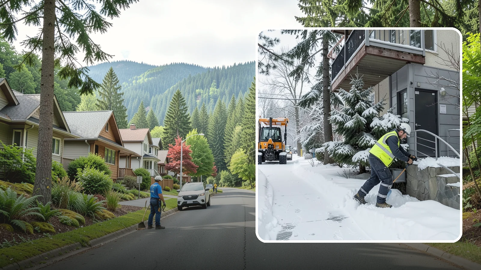 Stairs Snow Removal in Darrington, Snohomish County, WA - Step-by-step clearing of exterior stairs where compacted snow and hidden ice create the highest slip risk on any property.