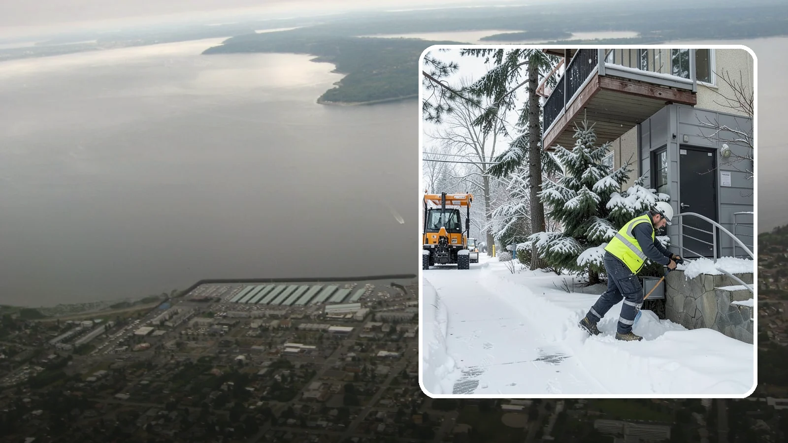 Stairs Snow Removal in Des Moines, King County, WA - Step-by-step clearing of exterior stairs where compacted snow and hidden ice create the highest slip risk on any property.