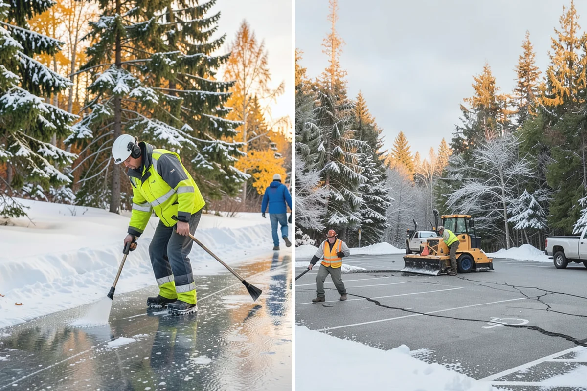 Stairs Snow Removal in Des Moines, King County, WA - Clear each tread and riser down to the surface by hand