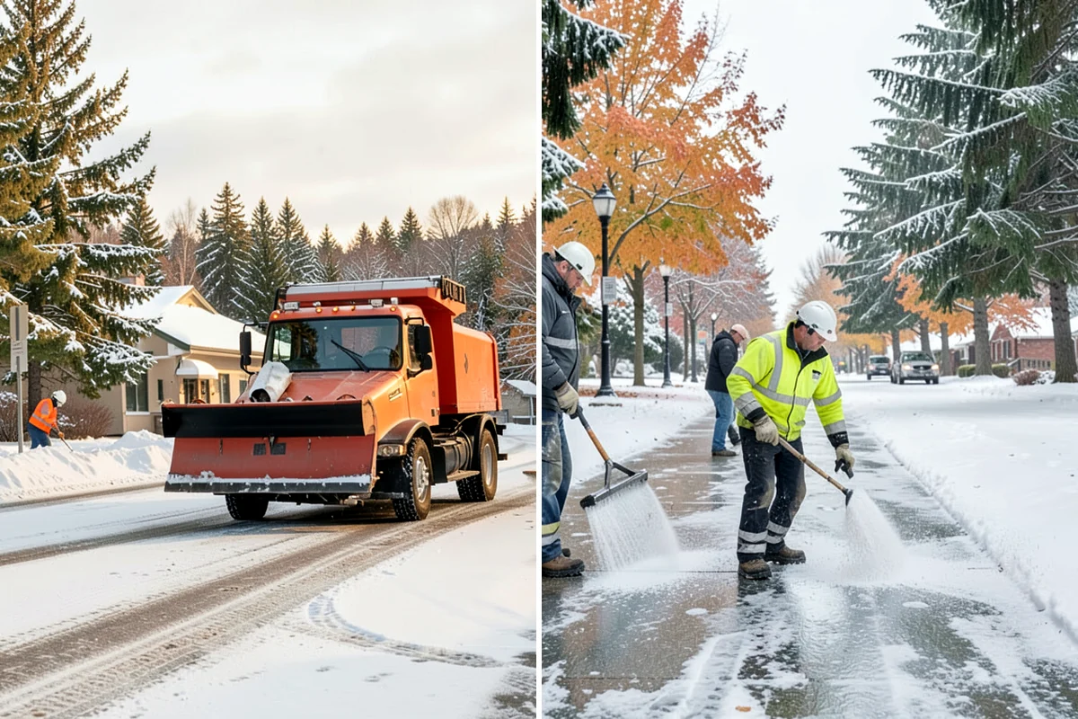 Stairs Snow Removal in DuPont, Pierce County, WA - Clear each tread and riser down to the surface by hand