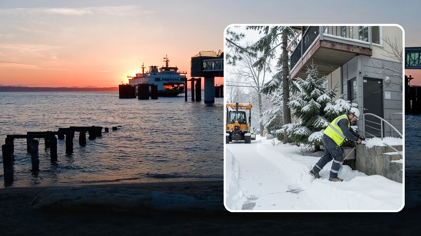 Stairs Snow Removal in Edmonds, Snohomish County, WA - Step-by-step clearing of exterior stairs where compacted snow and hidden ice create the highest slip risk on any property.