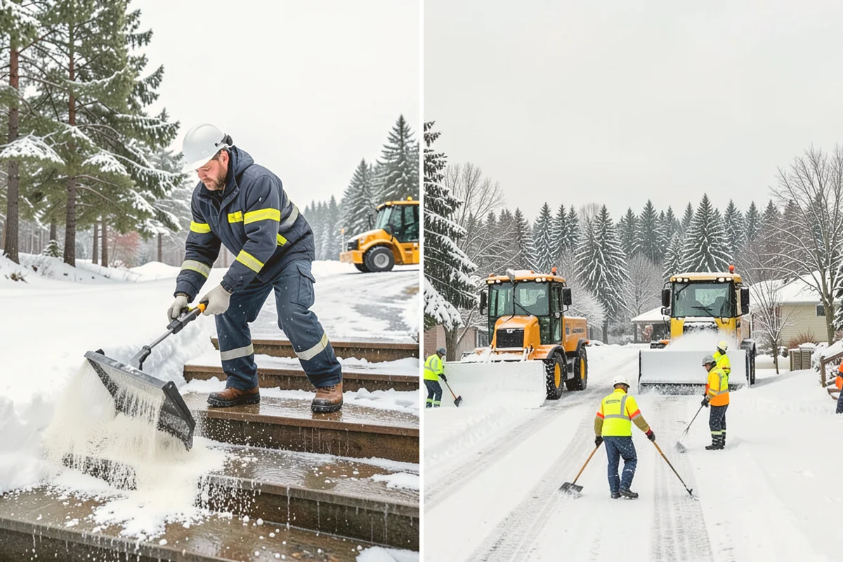 Stairs Snow Removal in Edmonds, Snohomish County, WA - Clear each tread and riser down to the surface by hand