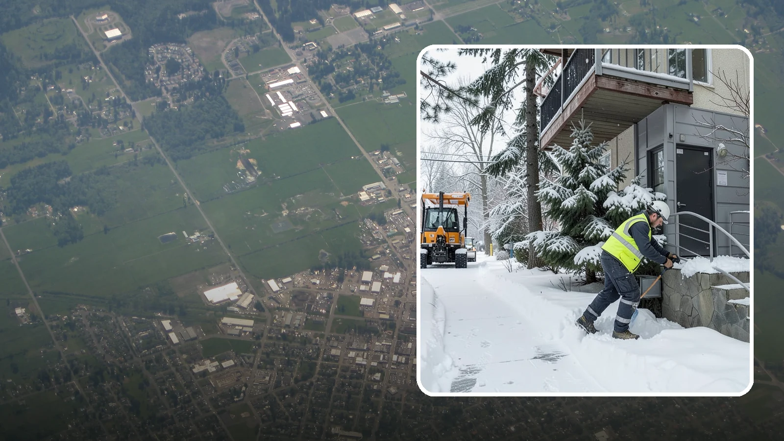 Stairs Snow Removal in Enumclaw, King County, WA - Step-by-step clearing of exterior stairs where compacted snow and hidden ice create the highest slip risk on any property.