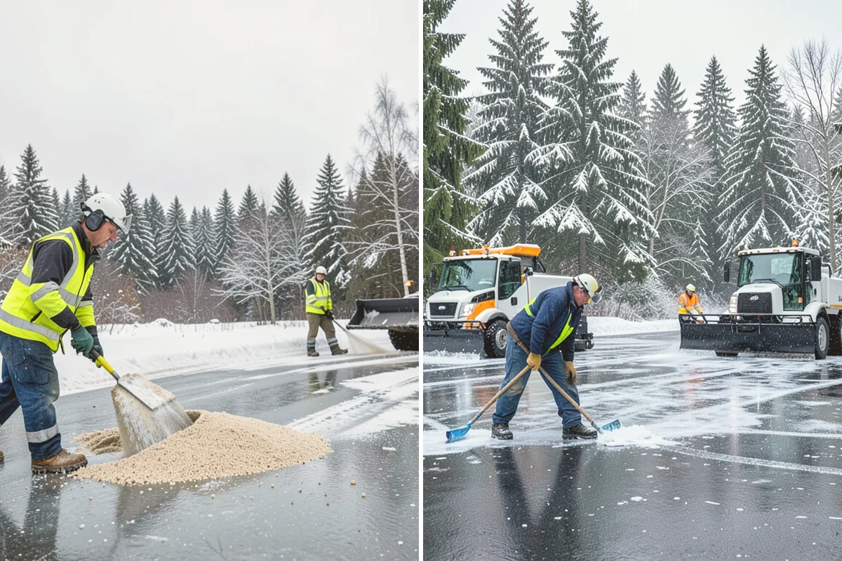 Stairs Snow Removal in Fife, Pierce County, WA - Clear each tread and riser down to the surface by hand
