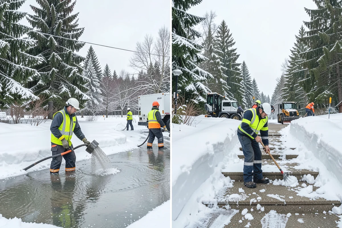 Stairs Snow Removal in Granite Falls, Snohomish County, WA - Clear each tread and riser down to the surface by hand