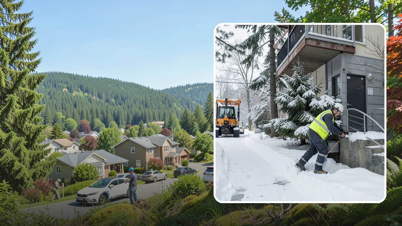 Stairs Snow Removal in Index, Snohomish County, WA - Step-by-step clearing of exterior stairs where compacted snow and hidden ice create the highest slip risk on any property.