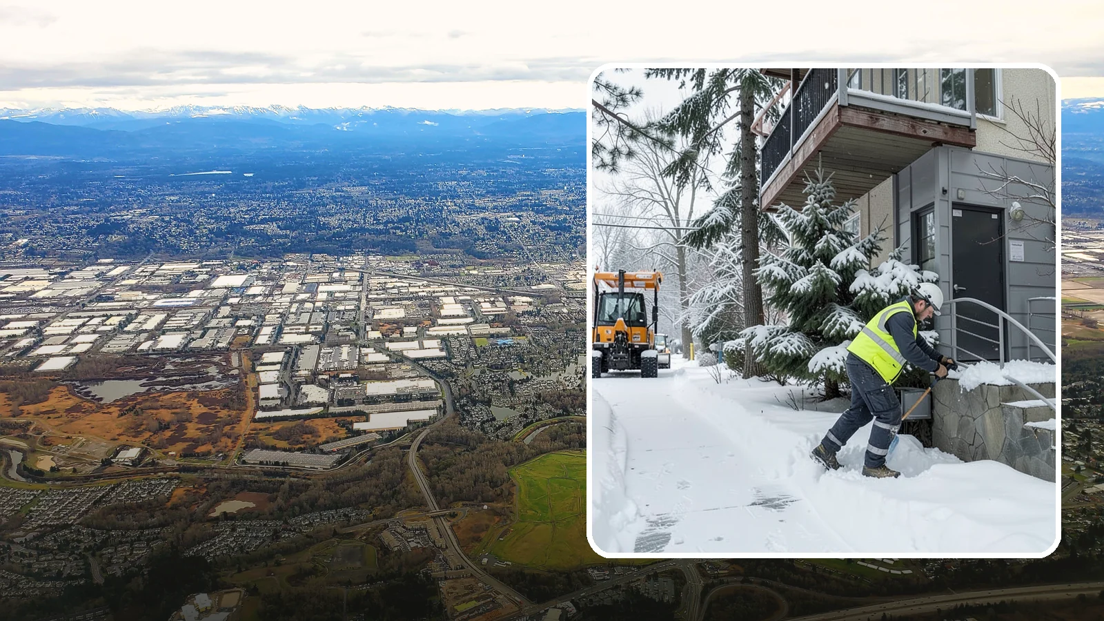 Stairs Snow Removal in Kent, King County, WA - Step-by-step clearing of exterior stairs where compacted snow and hidden ice create the highest slip risk on any property.