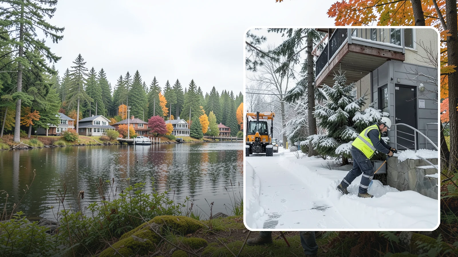 Stairs Snow Removal in La Conner, Skagit County, WA - Step-by-step clearing of exterior stairs where compacted snow and hidden ice create the highest slip risk on any property.