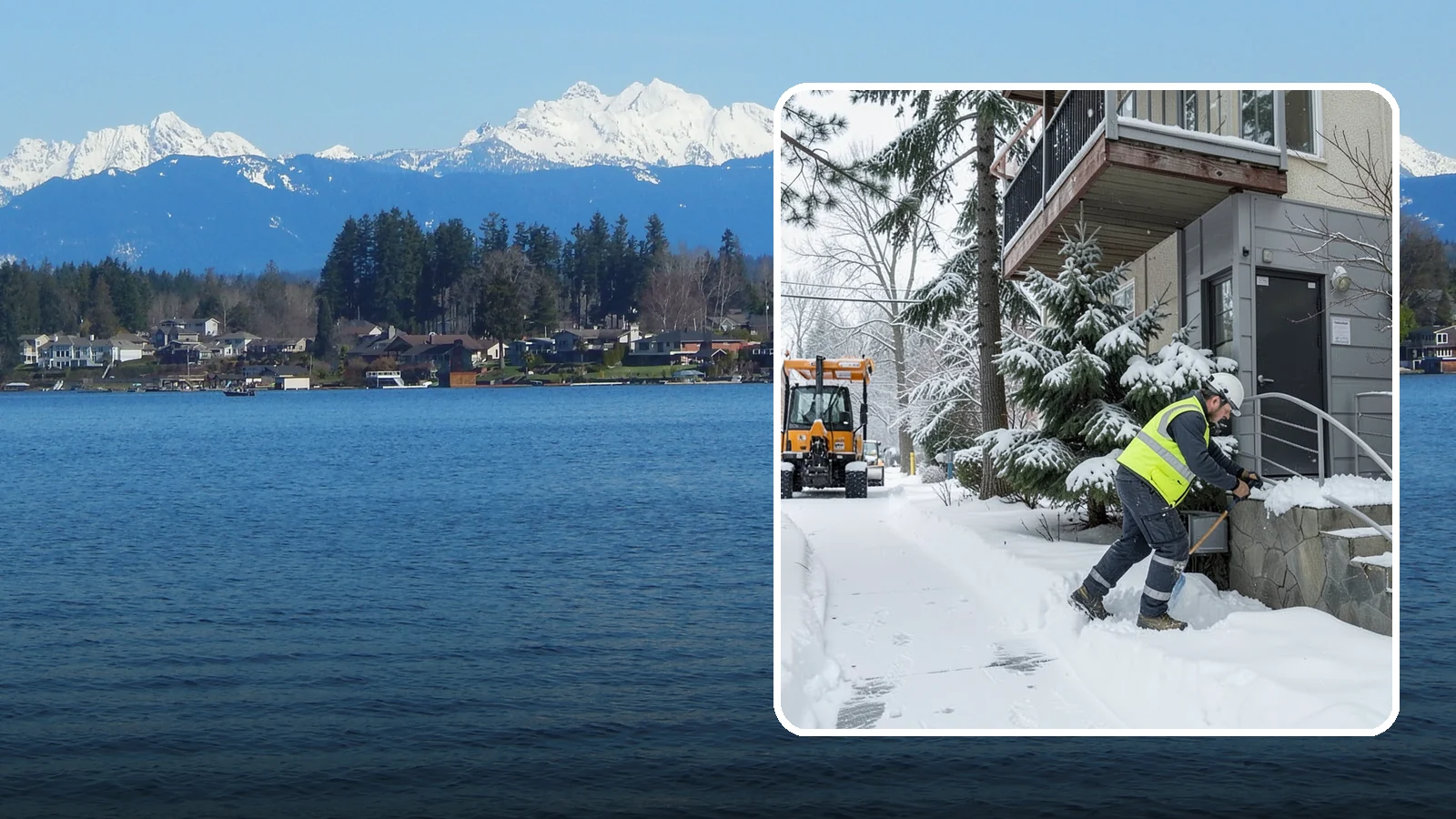 Stairs Snow Removal in Lake Stevens, Snohomish County, WA - Step-by-step clearing of exterior stairs where compacted snow and hidden ice create the highest slip risk on any property.