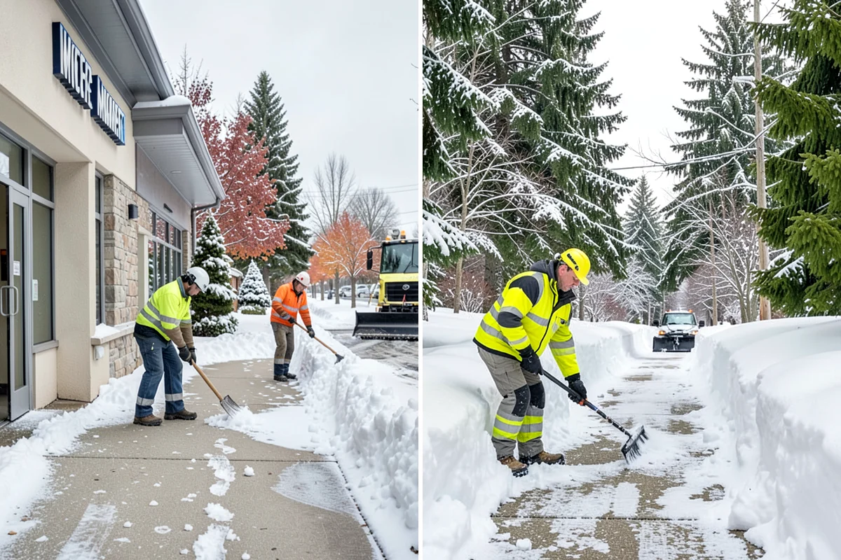 Stairs Snow Removal in Lakewood, Pierce County, WA - Clear each tread and riser down to the surface by hand