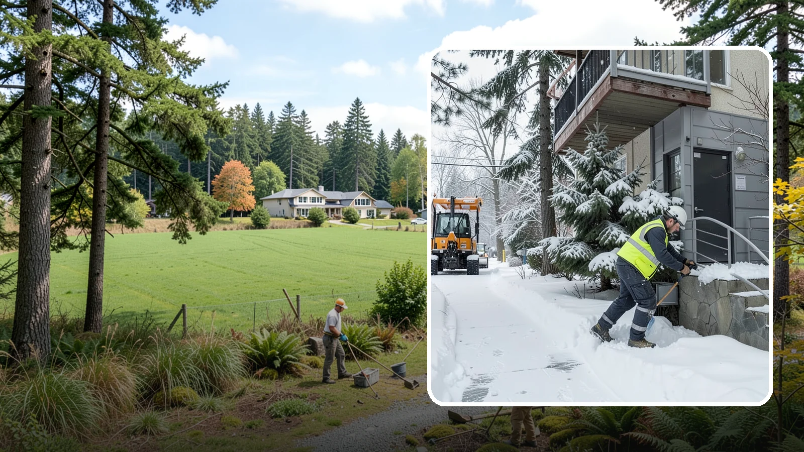 Stairs Snow Removal in Lyman, Skagit County, WA - Step-by-step clearing of exterior stairs where compacted snow and hidden ice create the highest slip risk on any property.