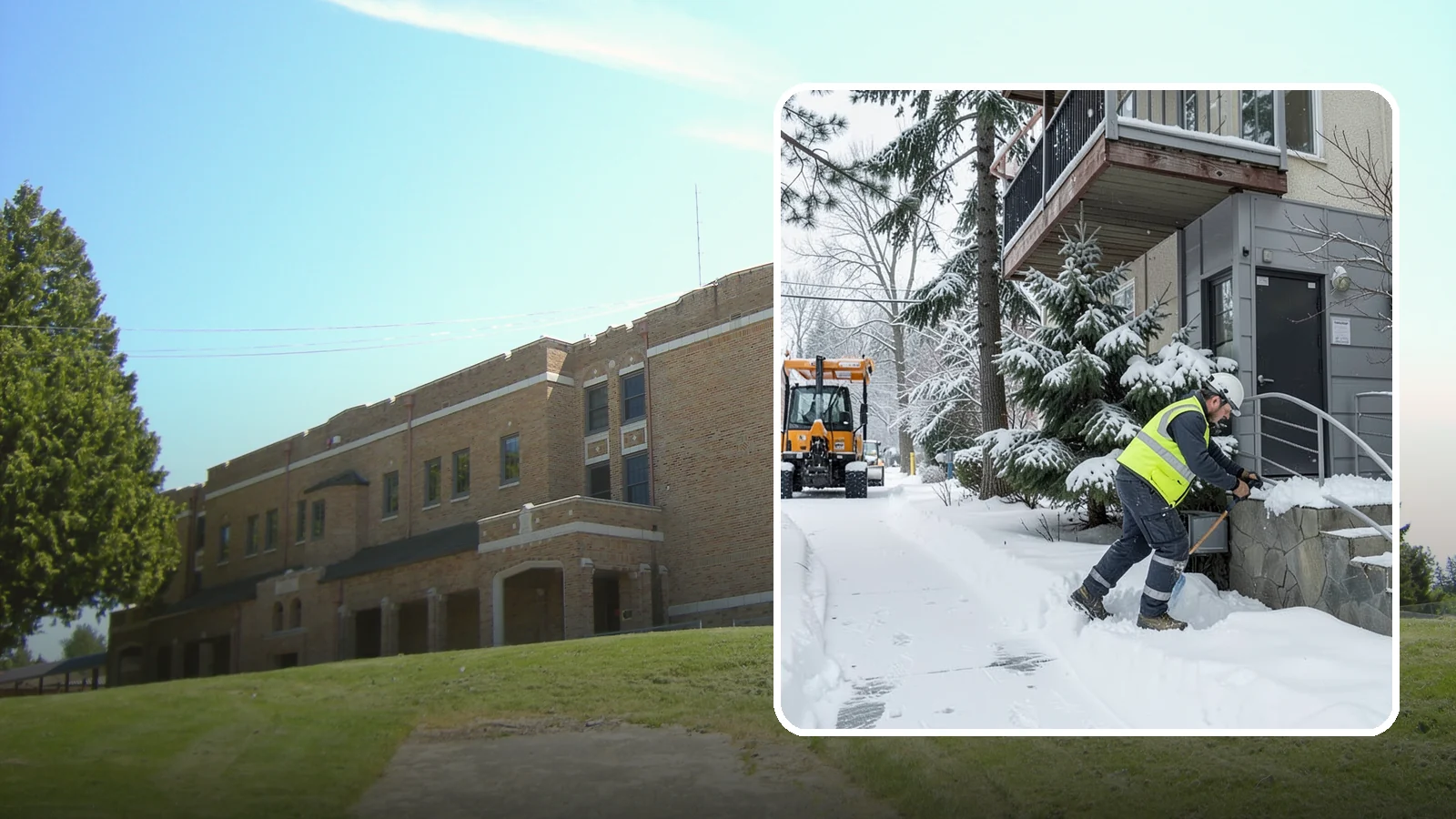 Stairs Snow Removal in Maple Valley, King County, WA - Step-by-step clearing of exterior stairs where compacted snow and hidden ice create the highest slip risk on any property.