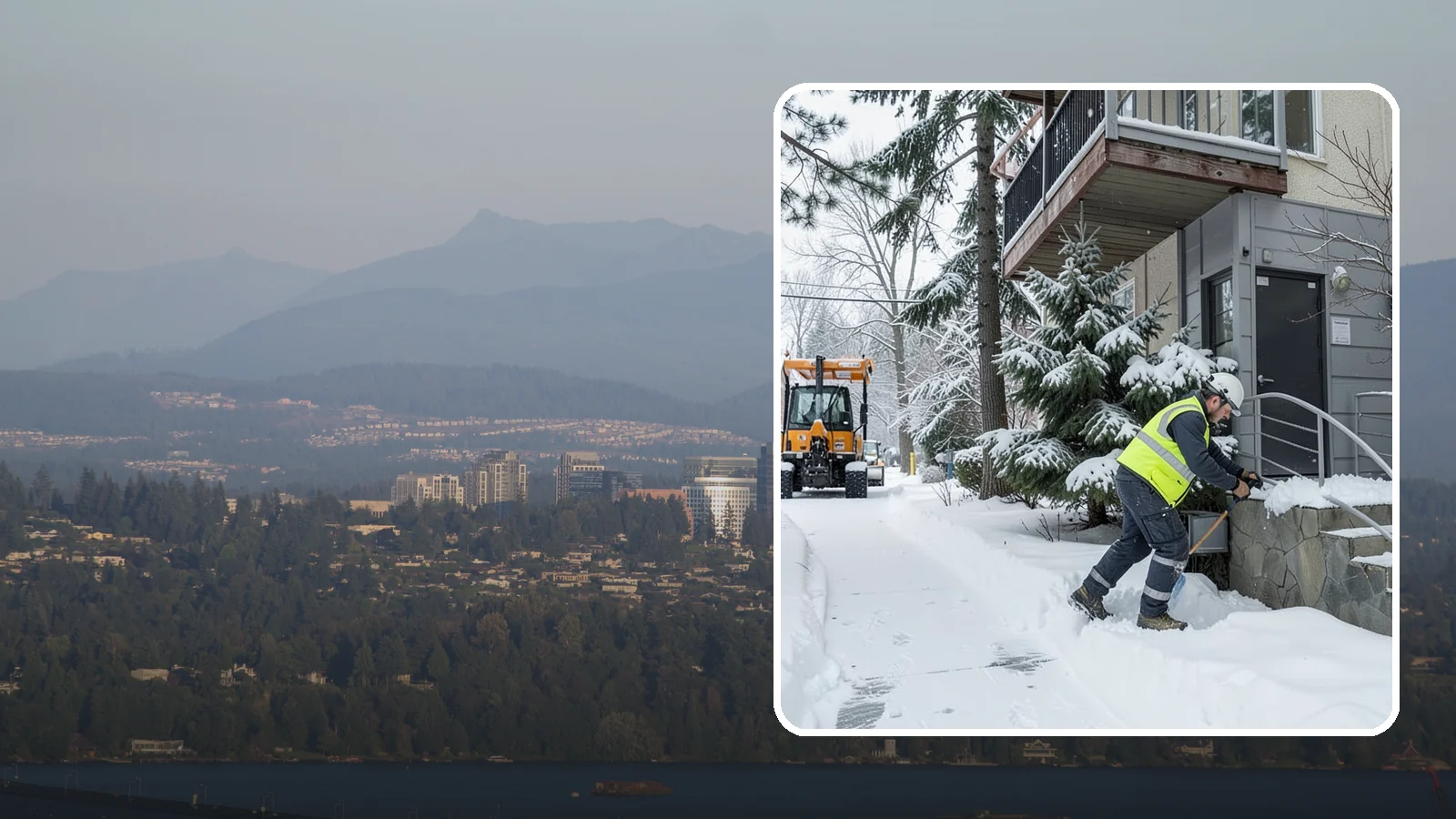 Stairs Snow Removal in Medina, King County, WA - Step-by-step clearing of exterior stairs where compacted snow and hidden ice create the highest slip risk on any property.