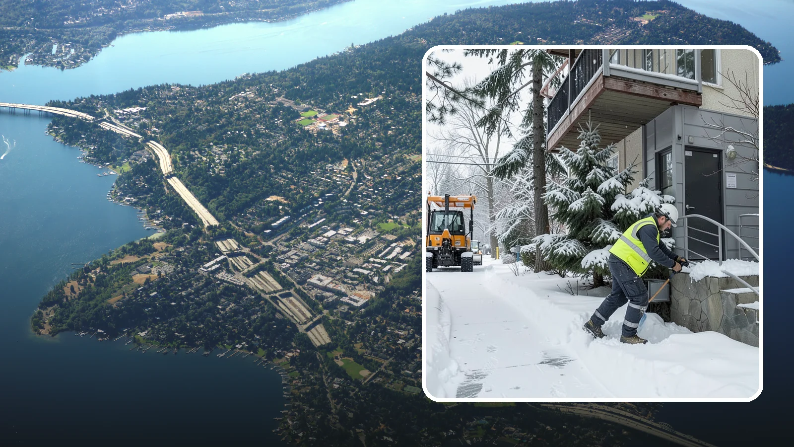 Stairs Snow Removal in Mercer Island, King County, WA - Step-by-step clearing of exterior stairs where compacted snow and hidden ice create the highest slip risk on any property.