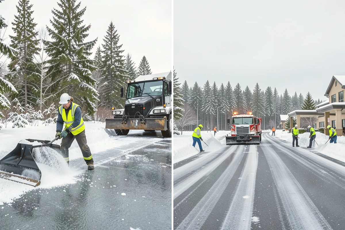 Stairs Snow Removal in Milton, King County, WA - Clear each tread and riser down to the surface by hand