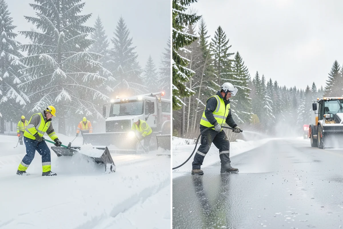 Stairs Snow Removal in Monroe, Snohomish County, WA - Clear each tread and riser down to the surface by hand