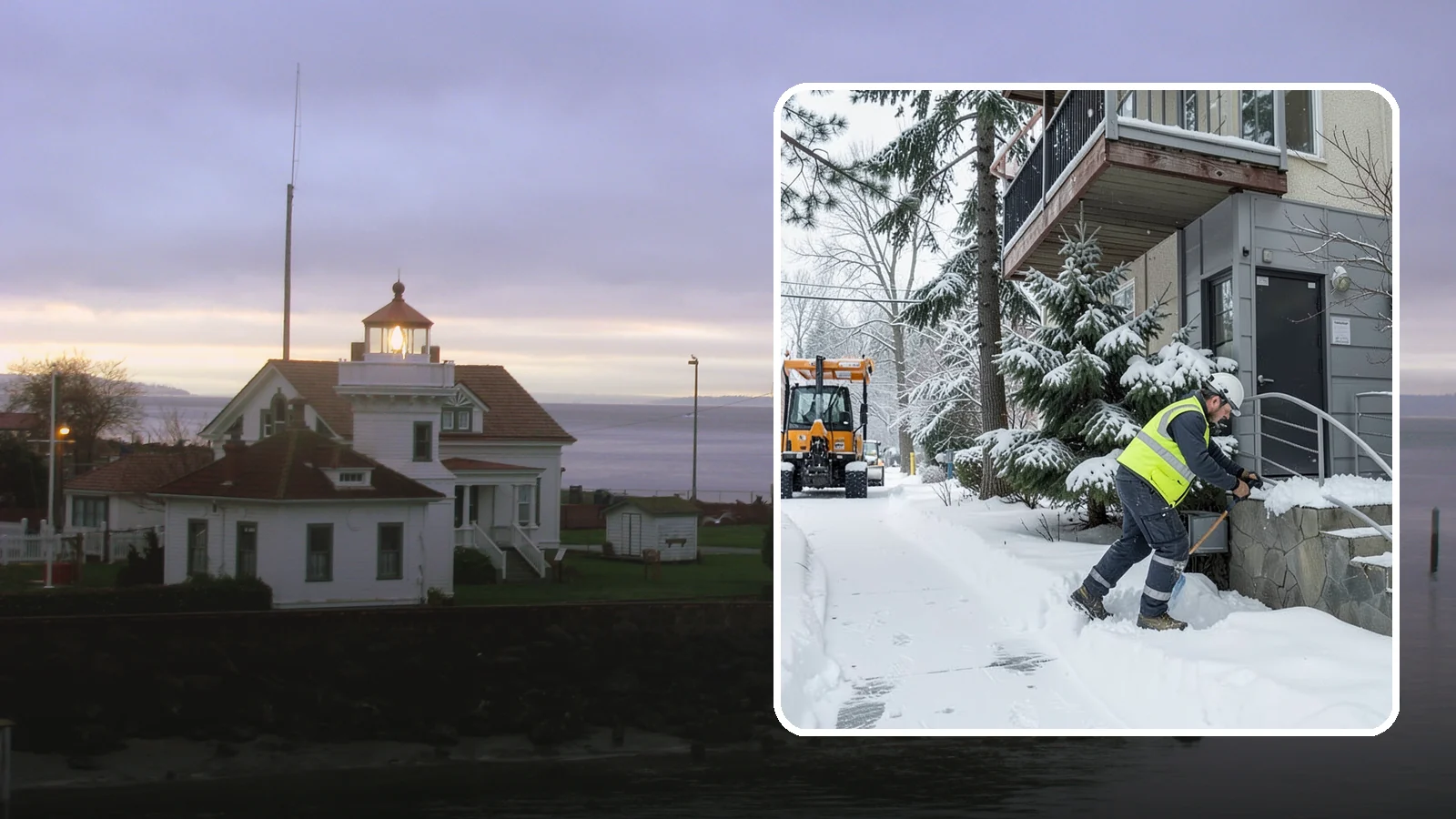 Stairs Snow Removal in Mukilteo, Snohomish County, WA - Step-by-step clearing of exterior stairs where compacted snow and hidden ice create the highest slip risk on any property.