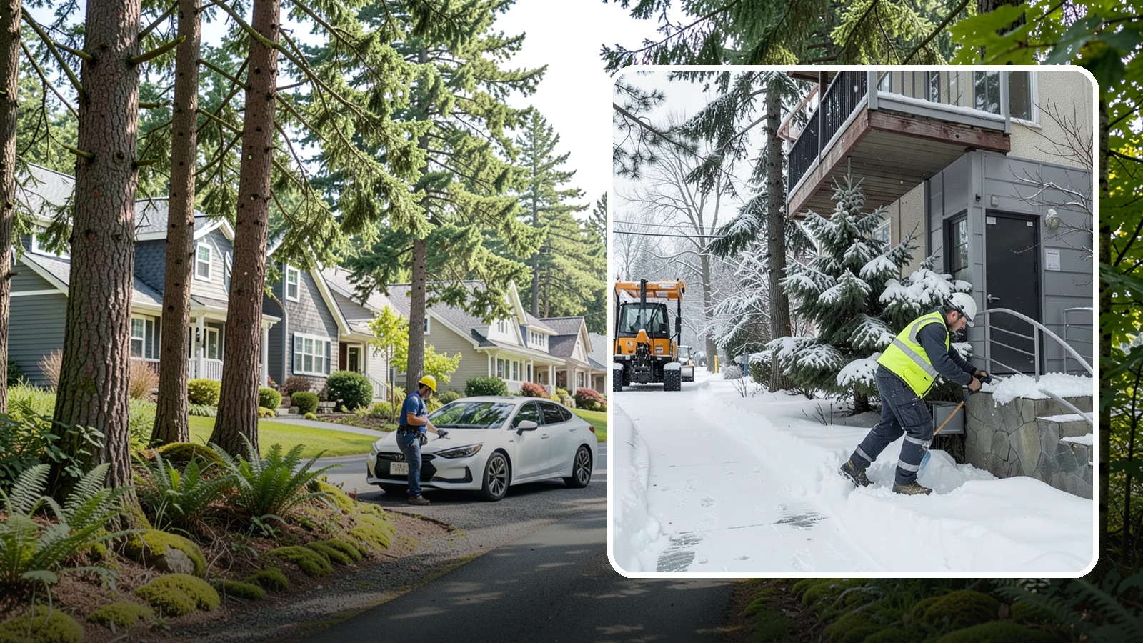 Stairs Snow Removal in Normandy Park, King County, WA - Step-by-step clearing of exterior stairs where compacted snow and hidden ice create the highest slip risk on any property.