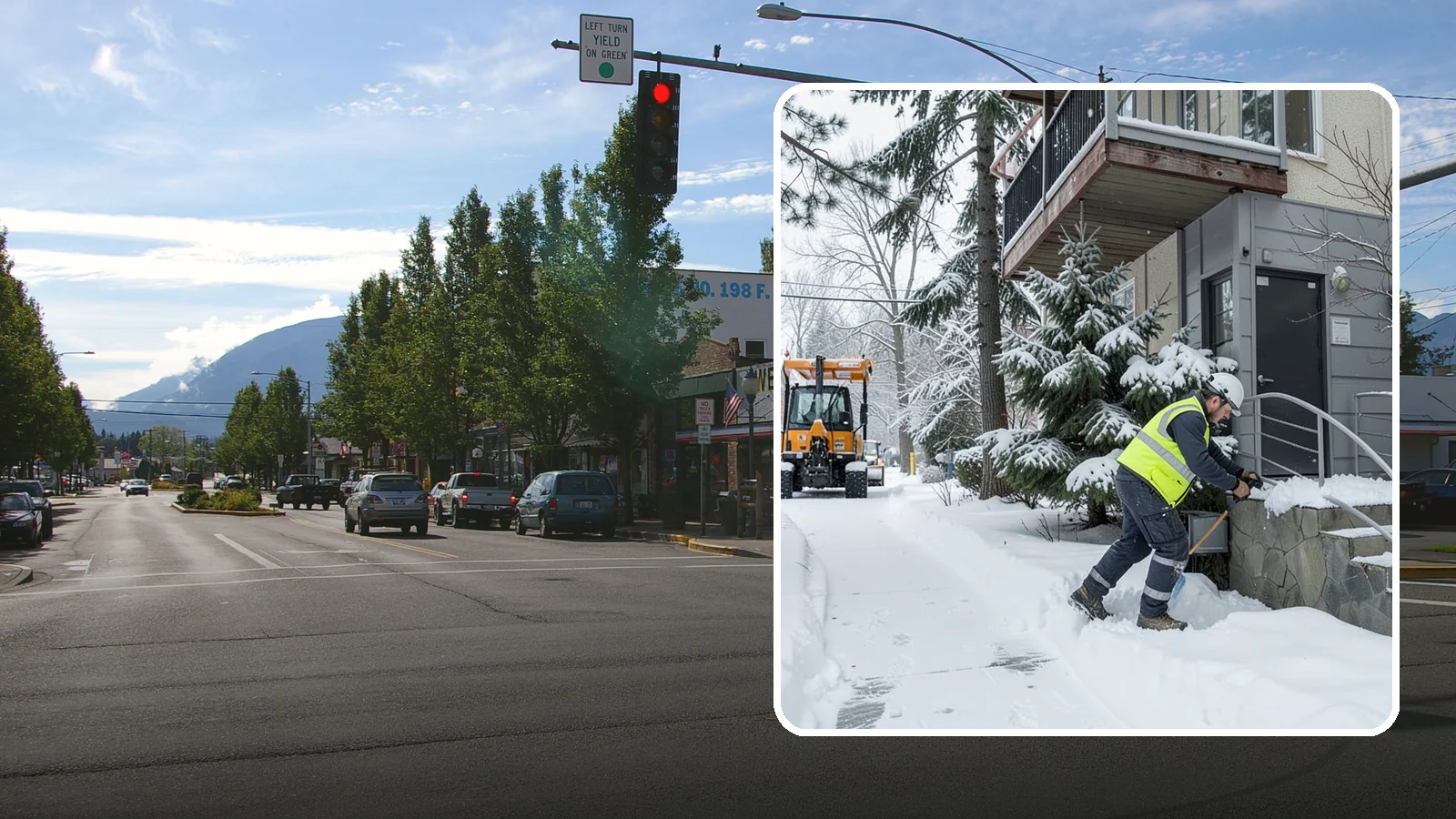 Stairs Snow Removal in North Bend, King County, WA - Step-by-step clearing of exterior stairs where compacted snow and hidden ice create the highest slip risk on any property.