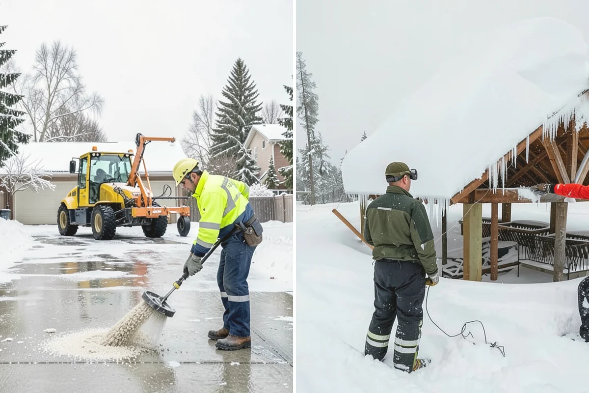 Stairs Snow Removal in North Bend, King County, WA - Clear each tread and riser down to the surface by hand