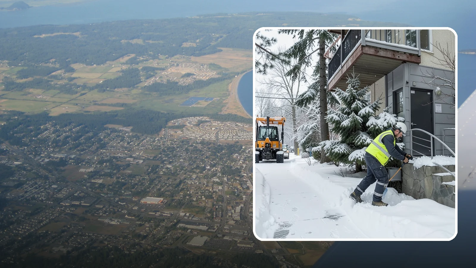 Stairs Snow Removal in Oak Harbor, Island County, WA - Step-by-step clearing of exterior stairs where compacted snow and hidden ice create the highest slip risk on any property.