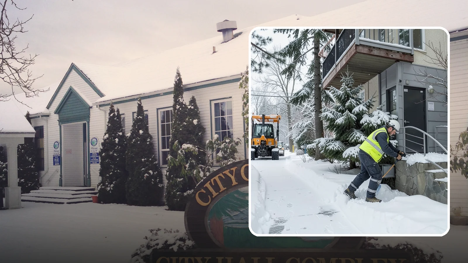 Stairs Snow Removal in Pacific, King County, WA - Step-by-step clearing of exterior stairs where compacted snow and hidden ice create the highest slip risk on any property.