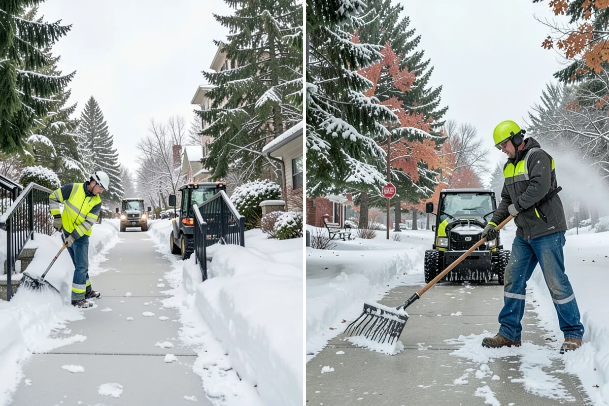 Stairs Snow Removal in Pacific, King County, WA - Clear each tread and riser down to the surface by hand