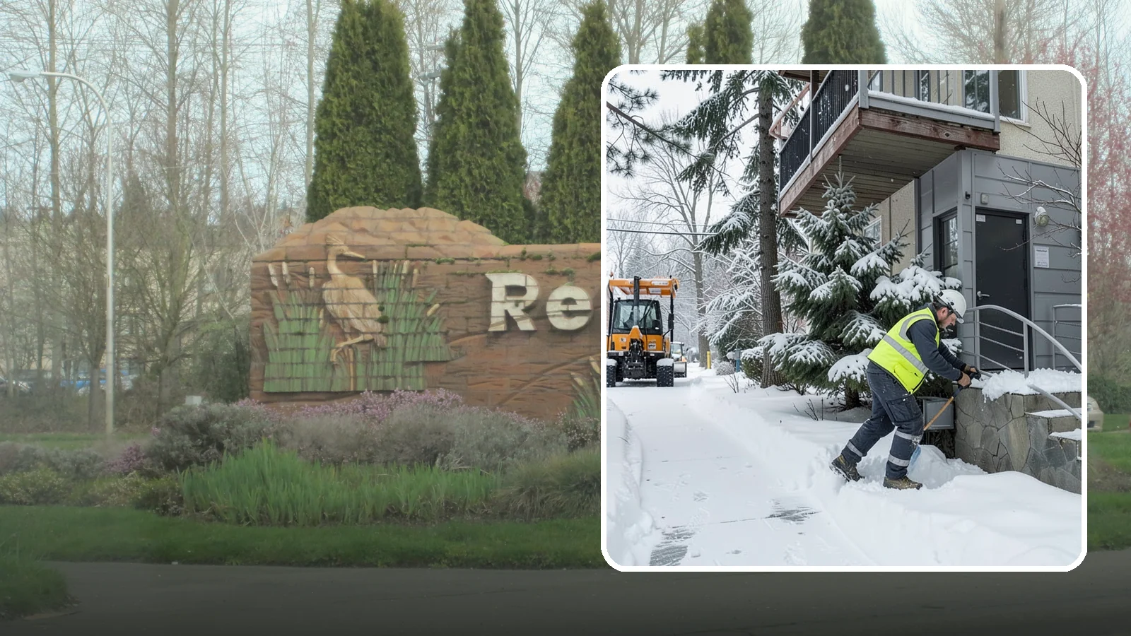 Stairs Snow Removal in Renton, King County, WA - Step-by-step clearing of exterior stairs where compacted snow and hidden ice create the highest slip risk on any property.