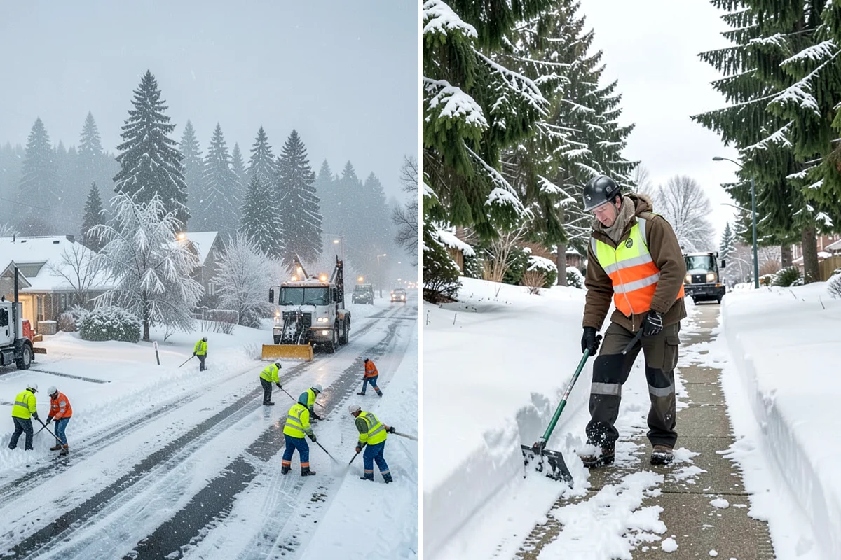 Stairs Snow Removal in Seattle, King County, WA - Clear each tread and riser down to the surface by hand
