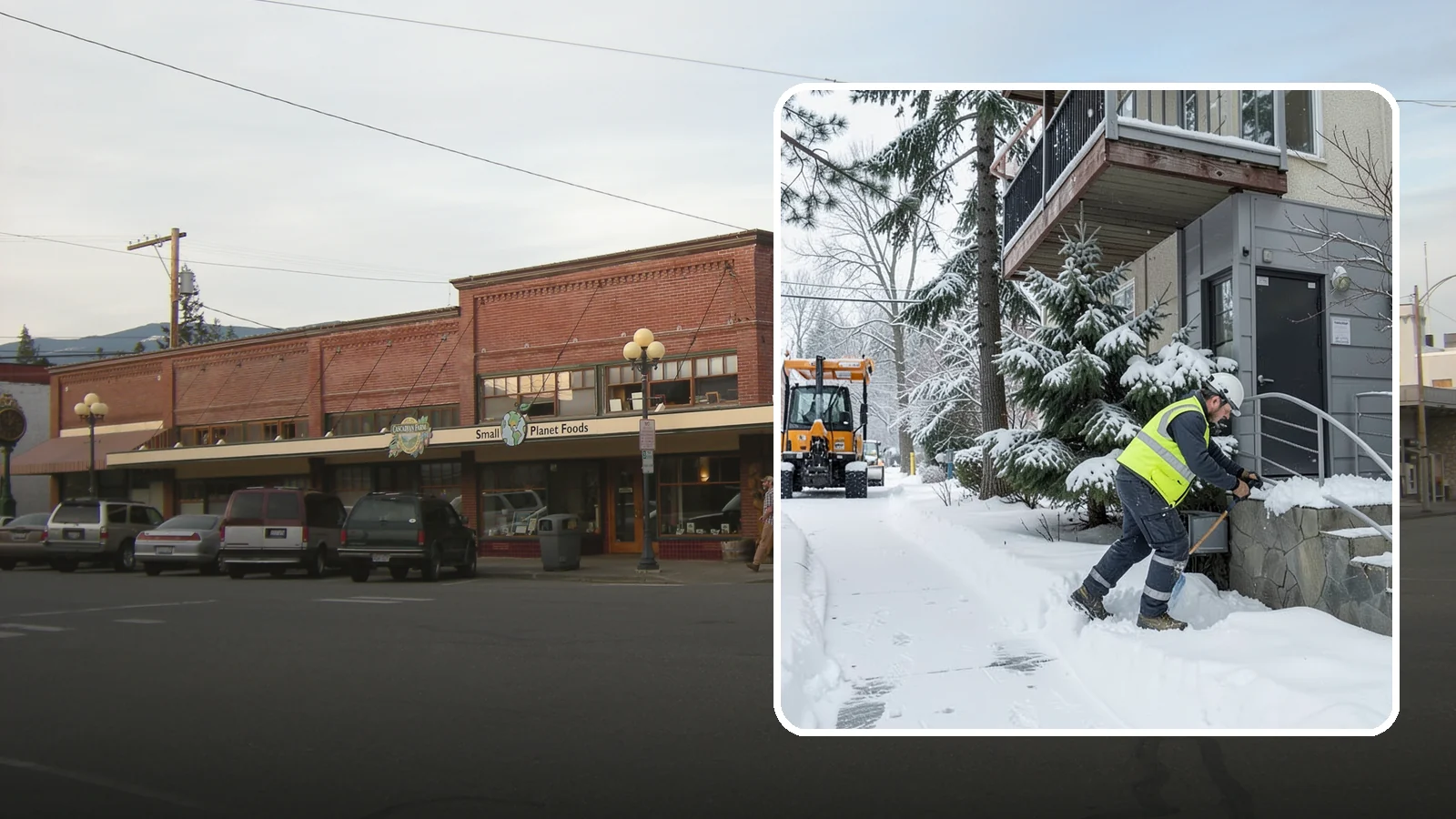 Stairs Snow Removal in Sedro-Woolley, Skagit County, WA - Step-by-step clearing of exterior stairs where compacted snow and hidden ice create the highest slip risk on any property.