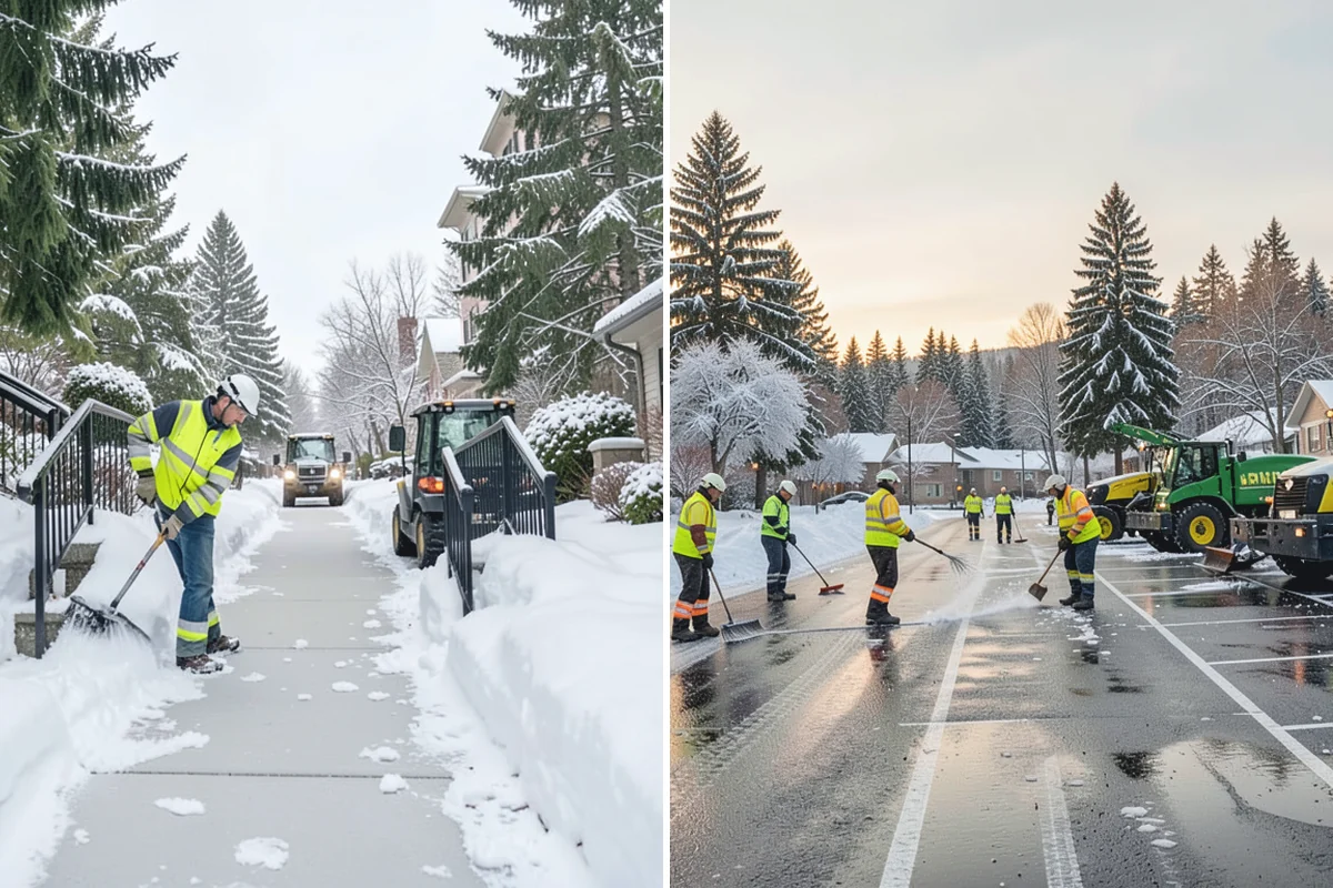 Stairs Snow Removal in South Prairie, Pierce County, WA - Clear each tread and riser down to the surface by hand