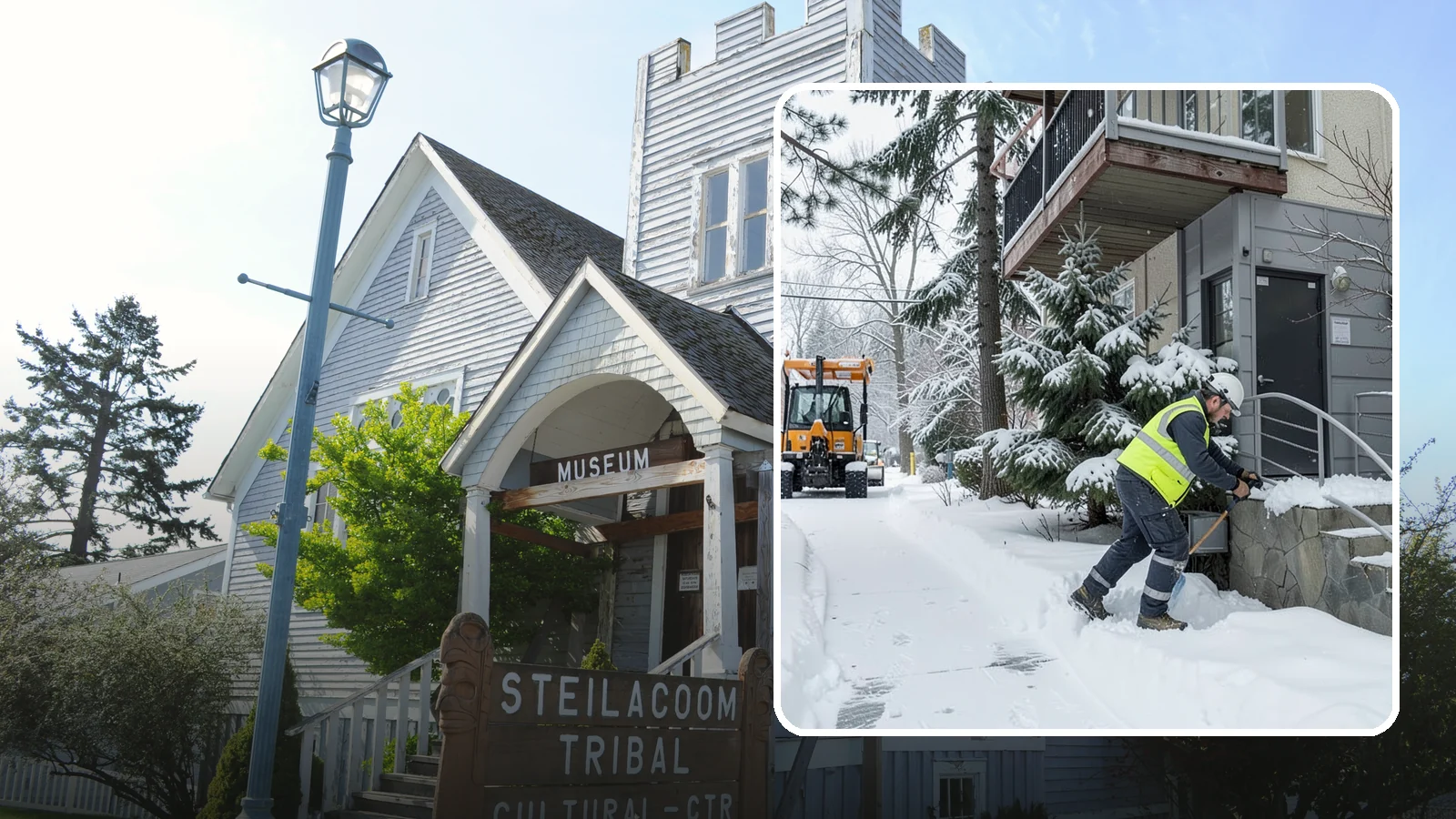 Stairs Snow Removal in Steilacoom, Pierce County, WA - Step-by-step clearing of exterior stairs where compacted snow and hidden ice create the highest slip risk on any property.
