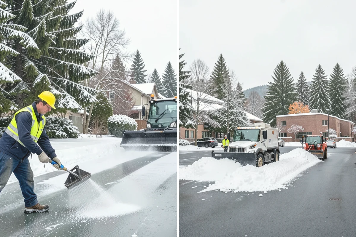 Stairs Snow Removal in Steilacoom, Pierce County, WA - Clear each tread and riser down to the surface by hand