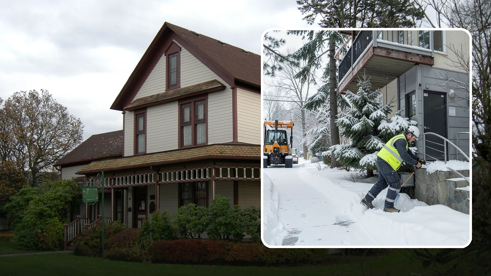 Stairs Snow Removal in Sumner, Pierce County, WA - Step-by-step clearing of exterior stairs where compacted snow and hidden ice create the highest slip risk on any property.