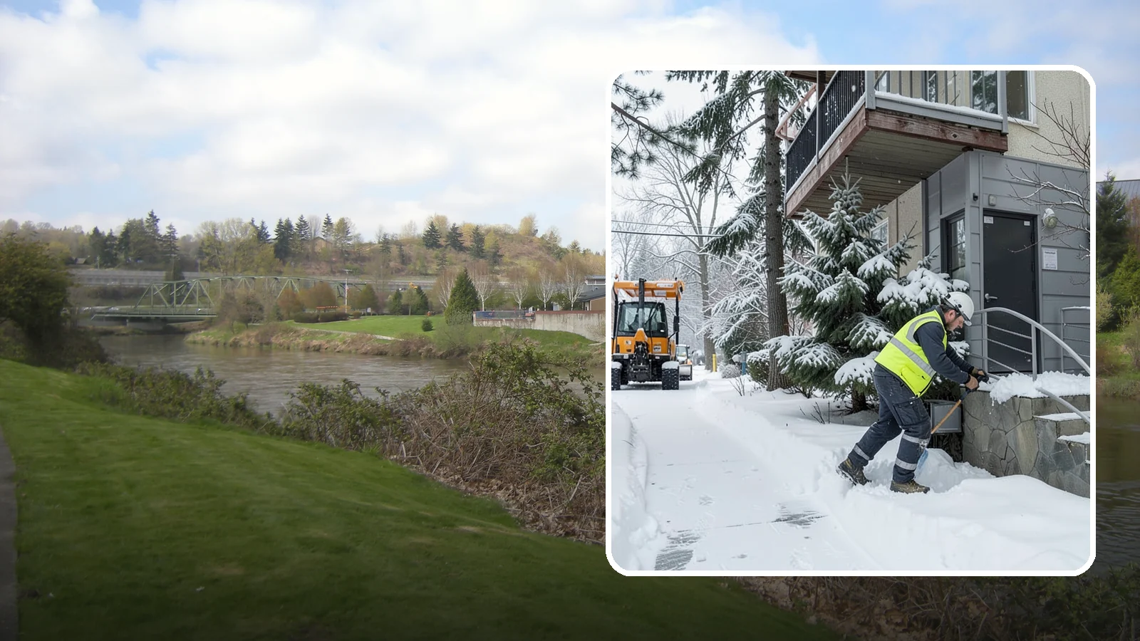 Stairs Snow Removal in Tukwila, King County, WA - Step-by-step clearing of exterior stairs where compacted snow and hidden ice create the highest slip risk on any property.