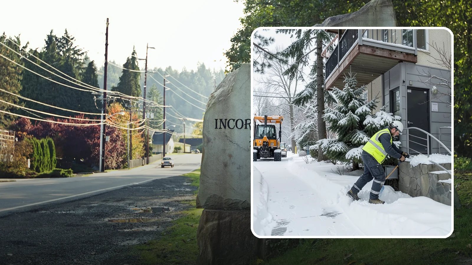 Stairs Snow Removal in Wilkeson, Pierce County, WA - Step-by-step clearing of exterior stairs where compacted snow and hidden ice create the highest slip risk on any property.