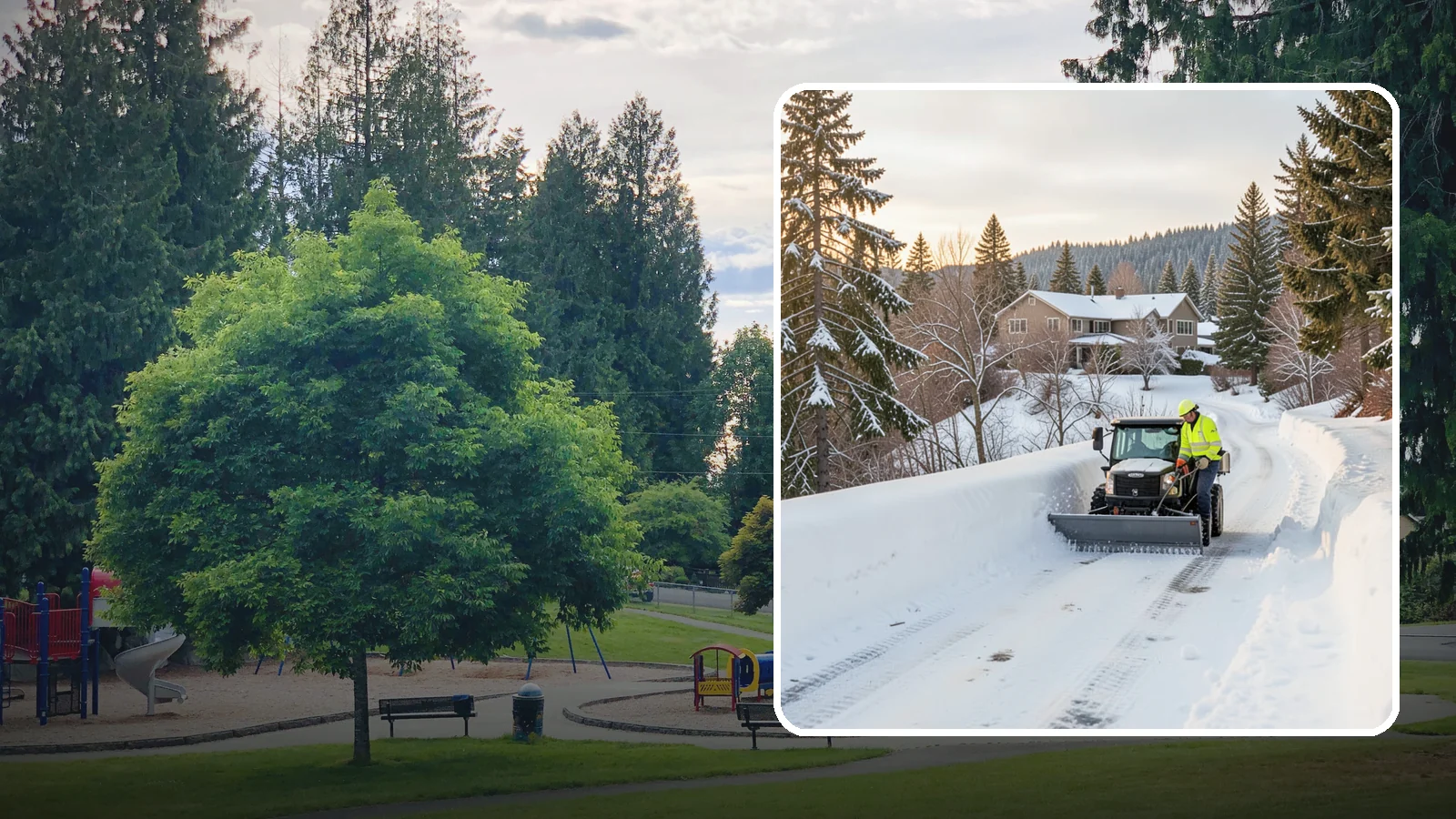 Steep Driveway Snow Removal in Bonney Lake, Pierce County, WA - We safely clear and treat steep driveways on the hillside lots that define so much of Western Washington's terrain.