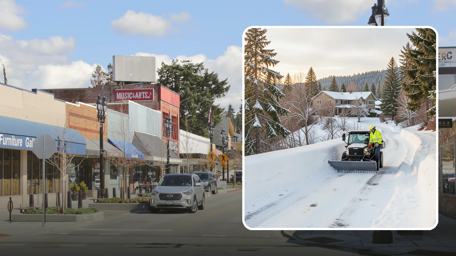 Steep Driveway Snow Removal in Bothell, King County, WA - We safely clear and treat steep driveways on the hillside lots that define so much of Western Washington's terrain.