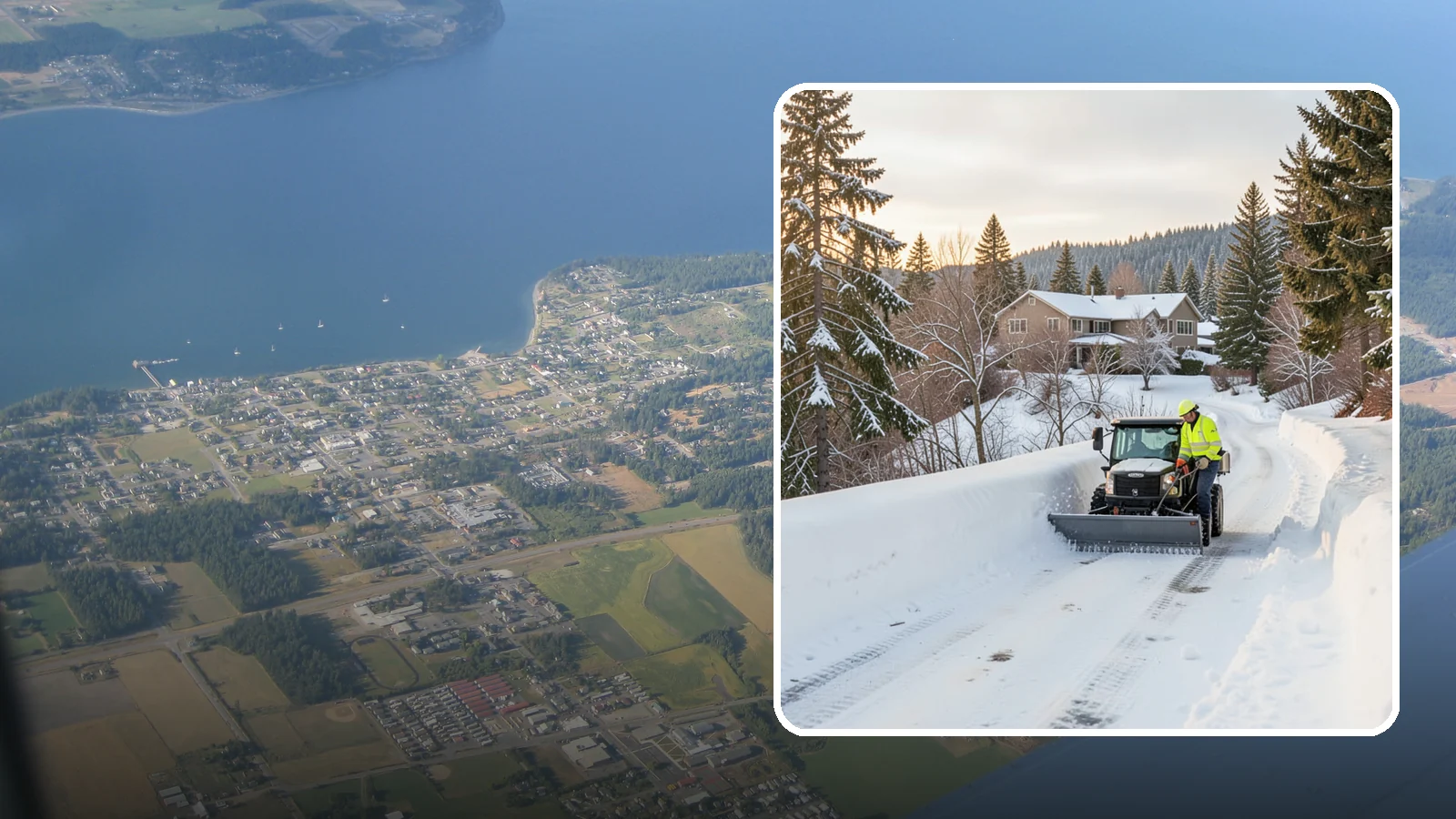 Steep Driveway Snow Removal in Coupeville, Island County, WA - We safely clear and treat steep driveways on the hillside lots that define so much of Western Washington's terrain.