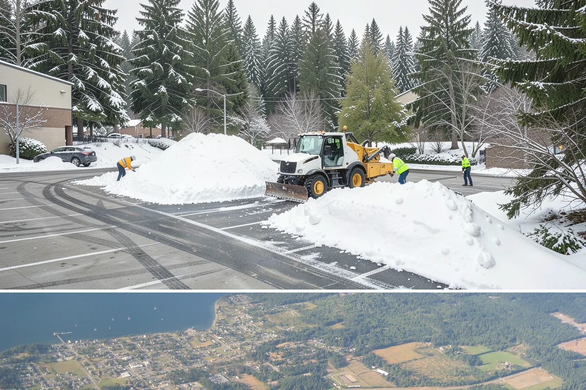 Steep Driveway Snow Removal in Coupeville, Island County, WA - Steep drives need clearing and traction treatment with every snowfall and especially during the refreeze that follows each thaw.